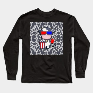 Funny cow goes to 3D cinema and watches a movie Long Sleeve T-Shirt
